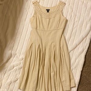 New Directions Cream Textured Midi Dress